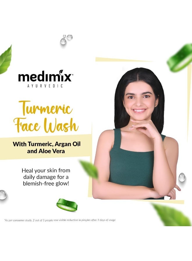 Medimix Turmeric Face Wash - For Blemish-Free & Pure Skin - With Turmeric, Argan Oil & Aloe Vera - Fast Acting Ayurveda - 150 ml - Image 3